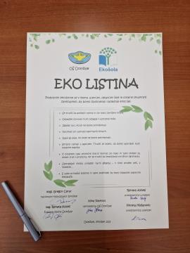 Podpis ekolistine na OŠ Domžale