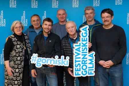 Direktor festivala Silvo Karo, letošnja žirija: Marjeta Keršič Svetel, Tomaž Jakofčič in Tom Dauer ter predavatelji, alpinisti Edu Marin, Leszek Cichy in Krzysztof Wielicki (foto Igor Kuster/FGF)