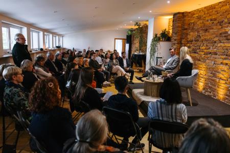 Pogovor ob kavi z Borutom Pahorjem, foto: Eva Žurbi/Občina Domžale