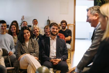 Pogovor ob kavi z Borutom Pahorjem, foto: Eva Žurbi/Občina Domžale