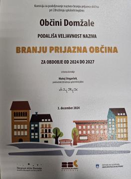 Naziv Branju prijazna občina - Občina Domžale