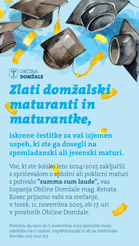 Županjino povabilo domžalskim zlatim maturantkam in maturantom