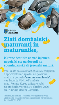 Županjin sprejem zlatih domžalskih maturantk in maturantov